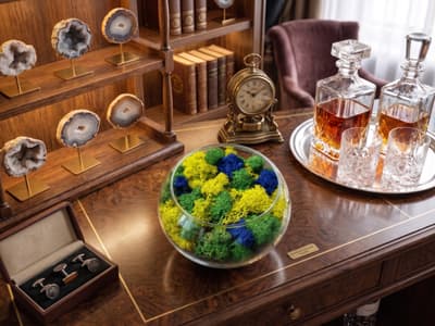 Glass jar with moss